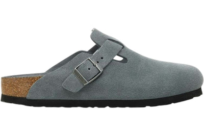 Birkenstock Boston Soft Footbed Suede Leather Basalt Gray Tonal