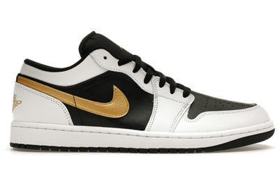 Jordan 1 Low White Black Metallic Gold Swoosh