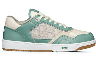 Dior B27 Low Turquoise and Cream Smooth Calfskin and Cream Dior Oblique Jacquard Canvas