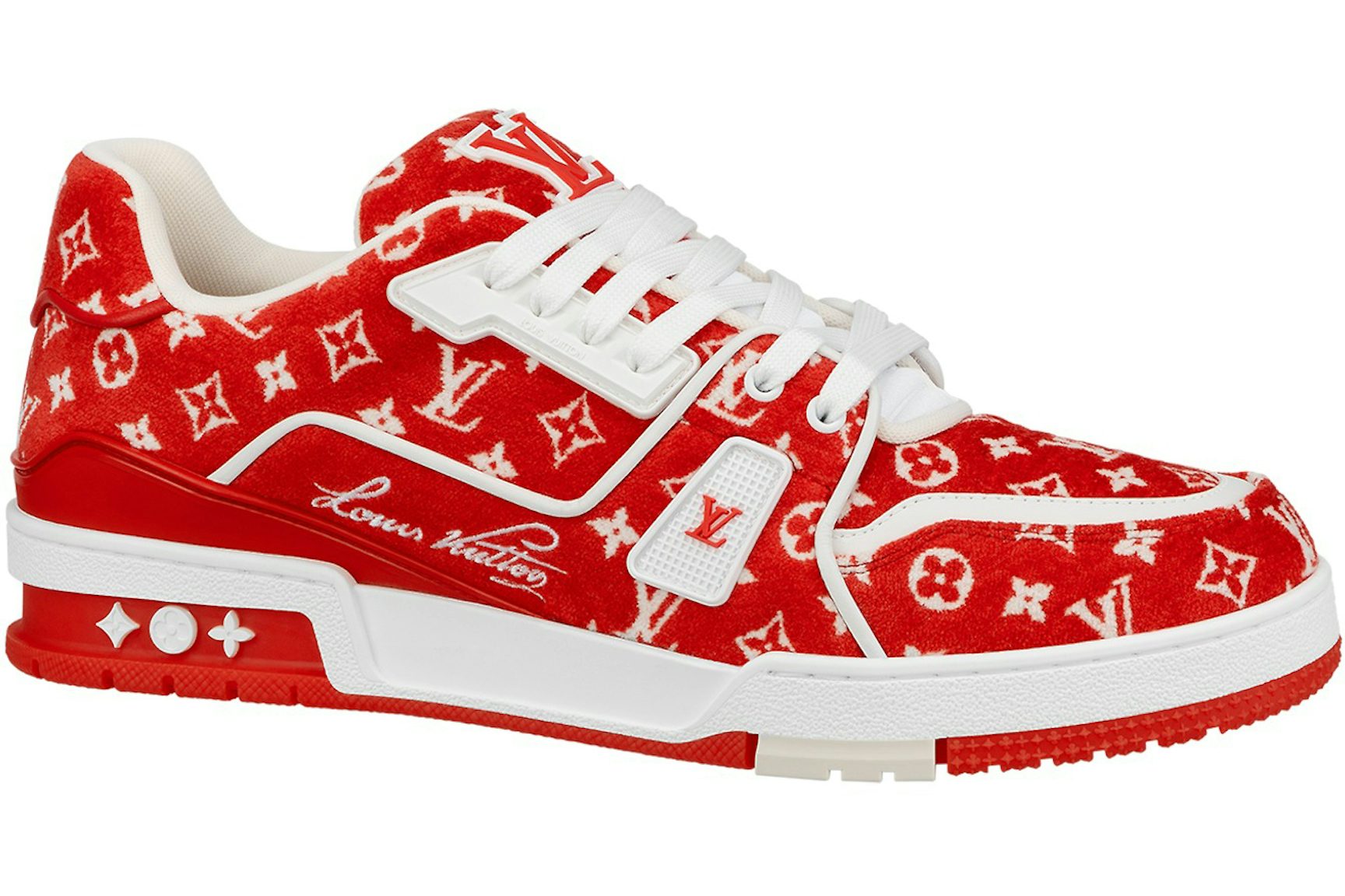 Louis Vuitton Trainer Red Monogram Textile