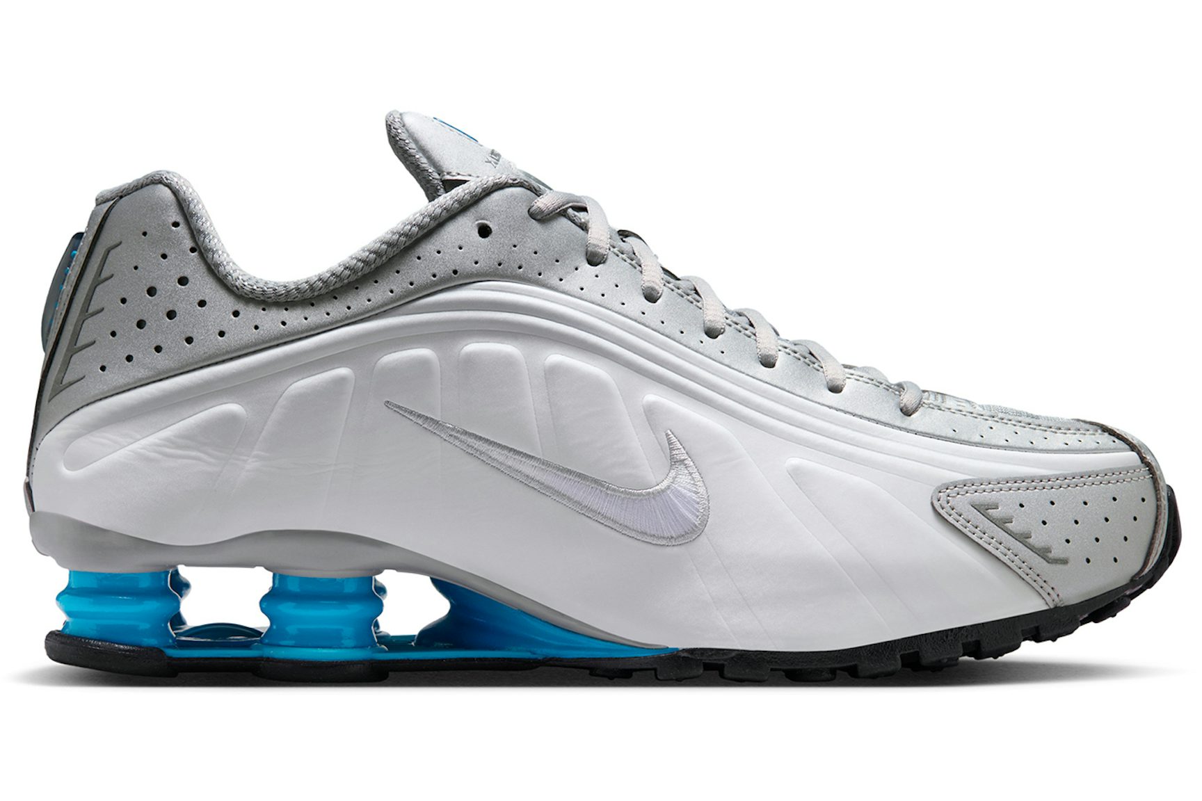 Nike Shox R4 Metallic Silver White Blue Lagoon