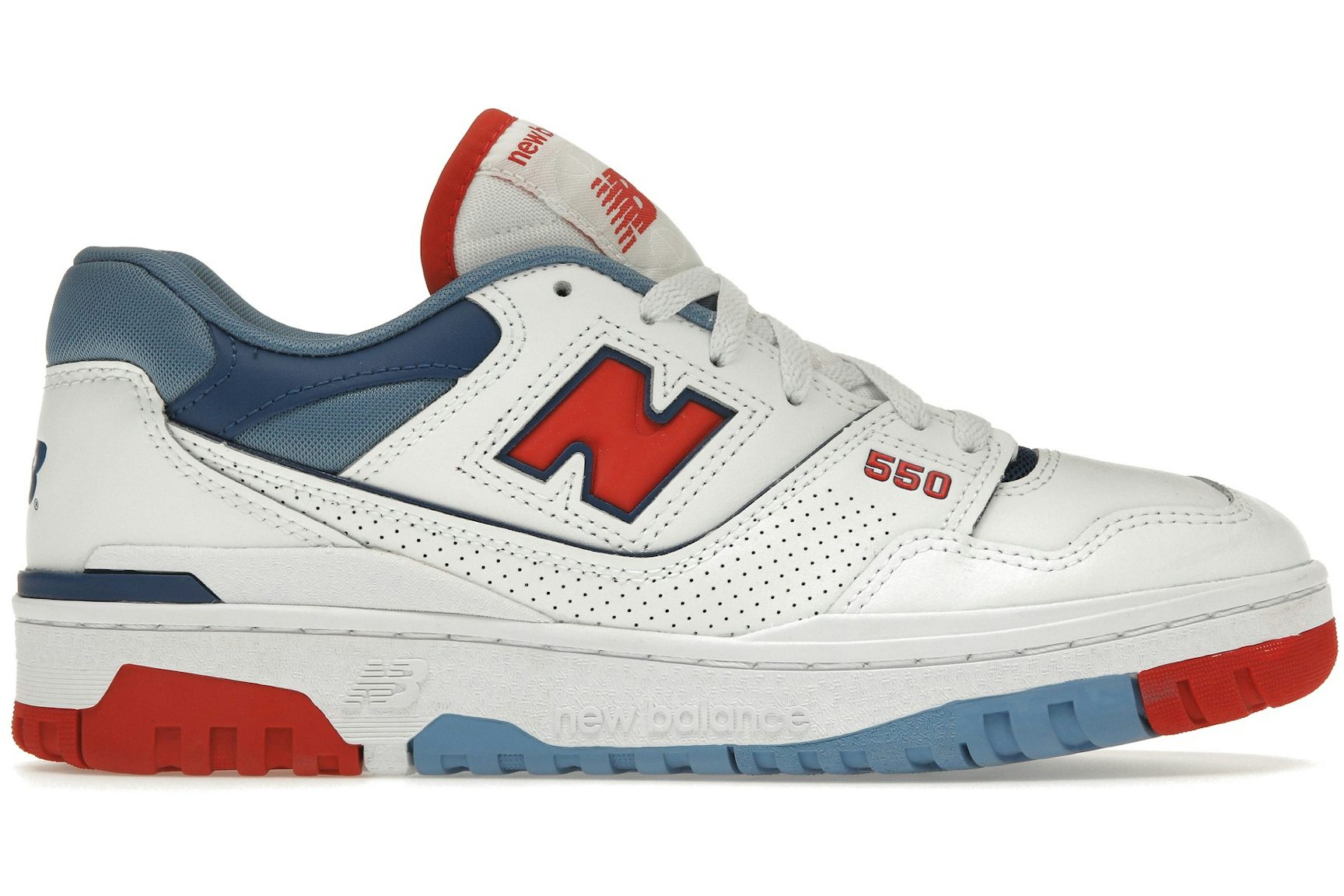 New Balance 550 White True Red Atlantic Blue-1