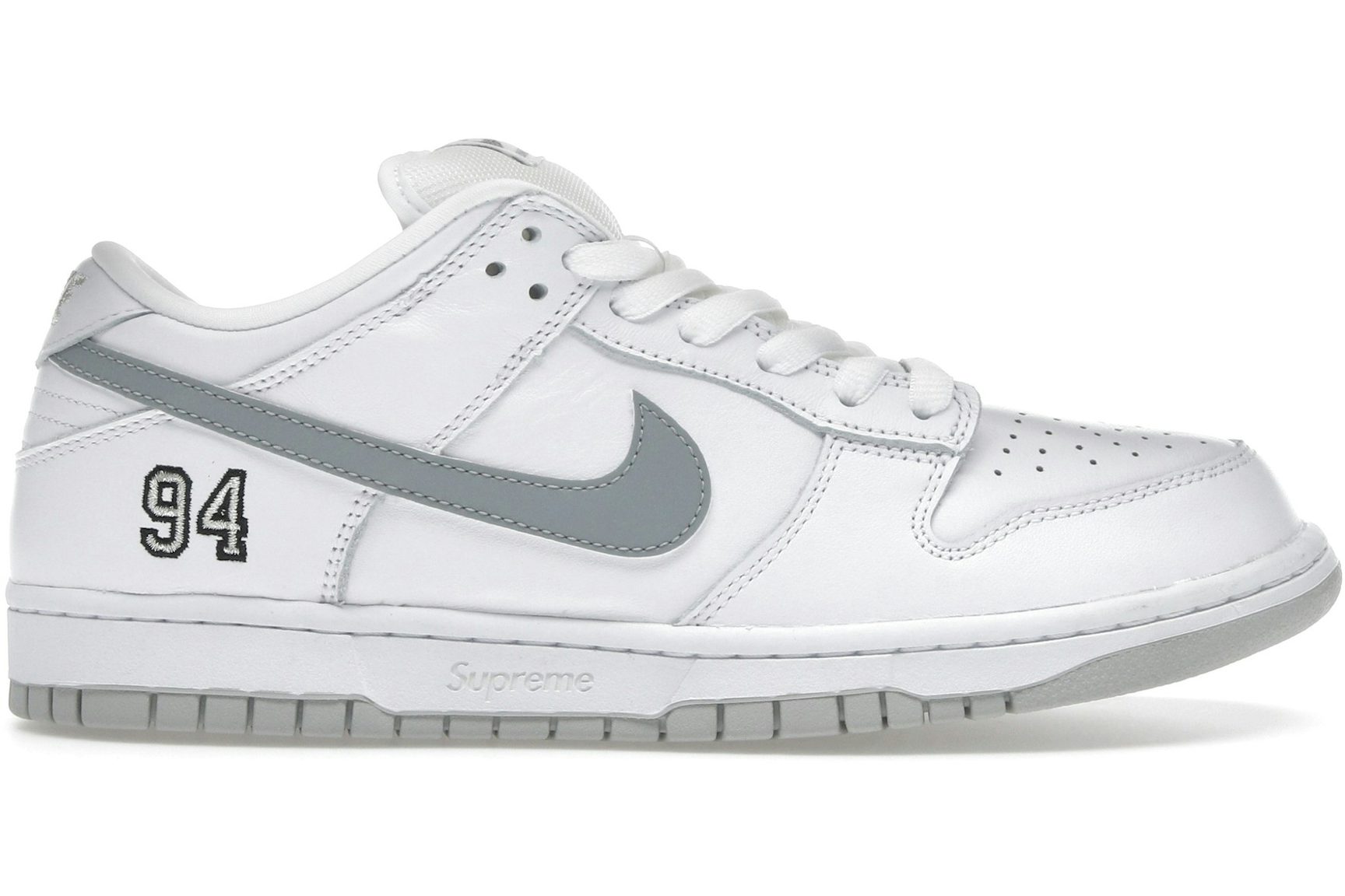 Nike SB Dunk Low Supreme 94 White Metallic Silver-1