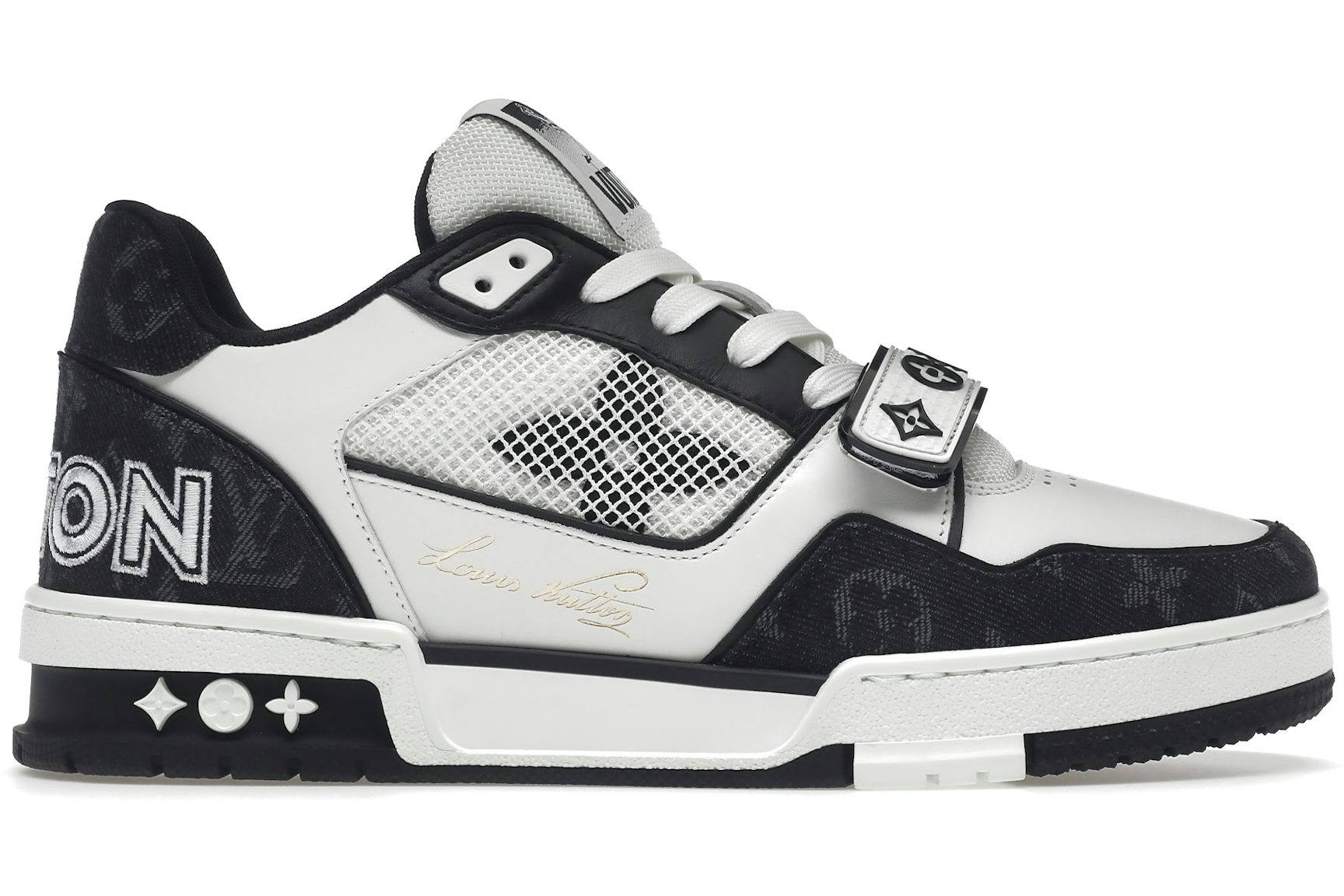 Louis Vuitton LV Trainer Velcro Strap Monogram Denim Black White