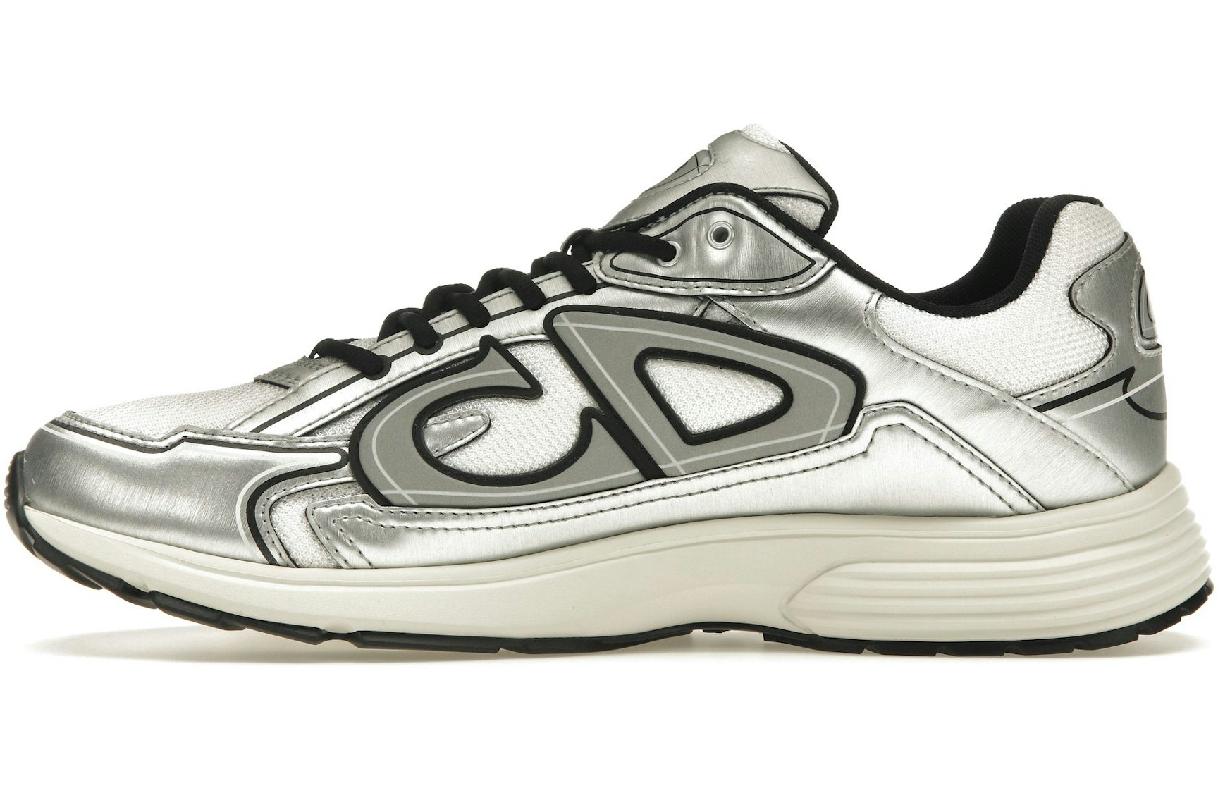 Dior B30 White Mesh Silver-Tone Metallic Calfskin