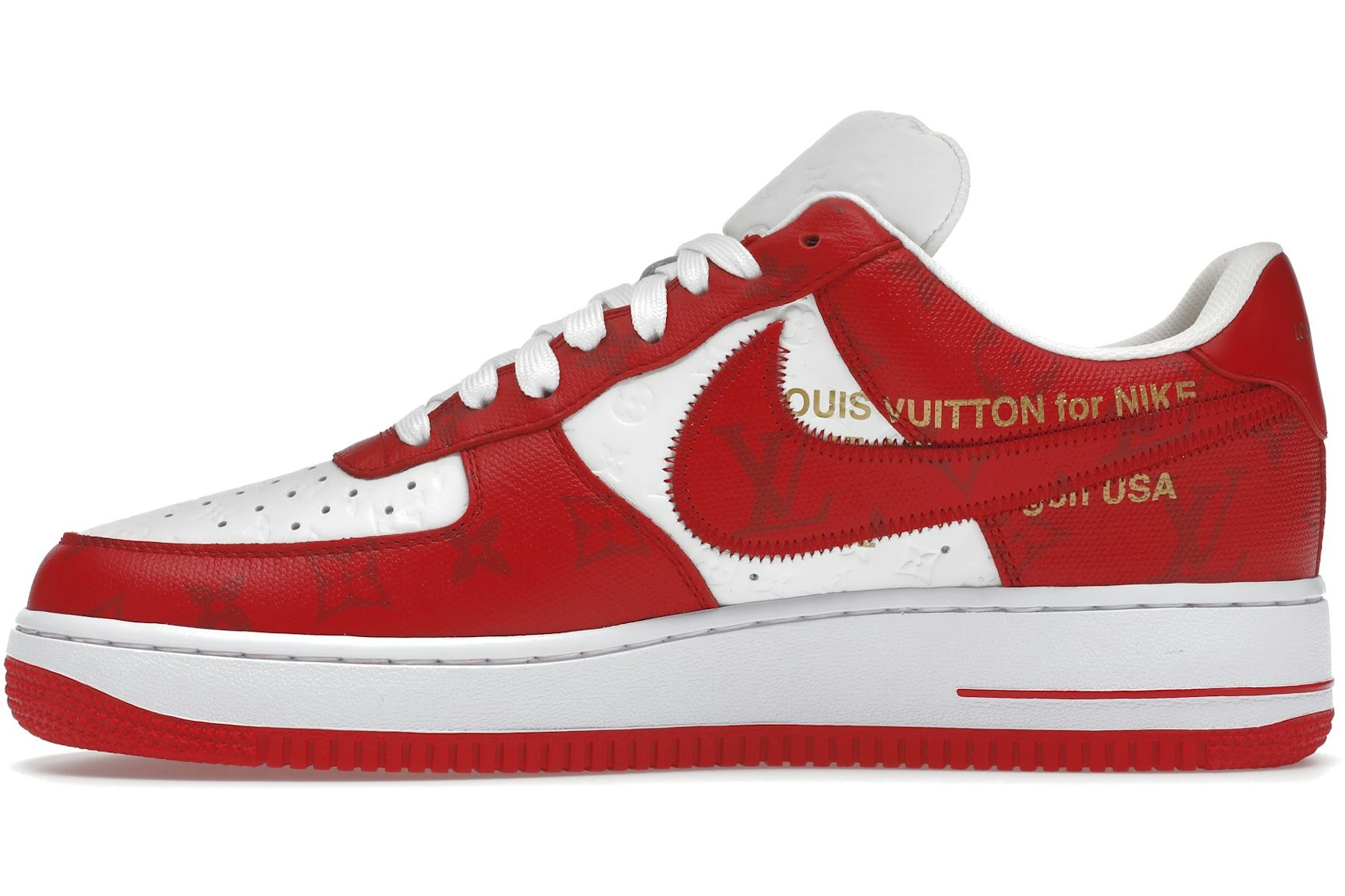 Louis Vuitton Nike Air Force 1 Low By Virgil Abloh White Red-3