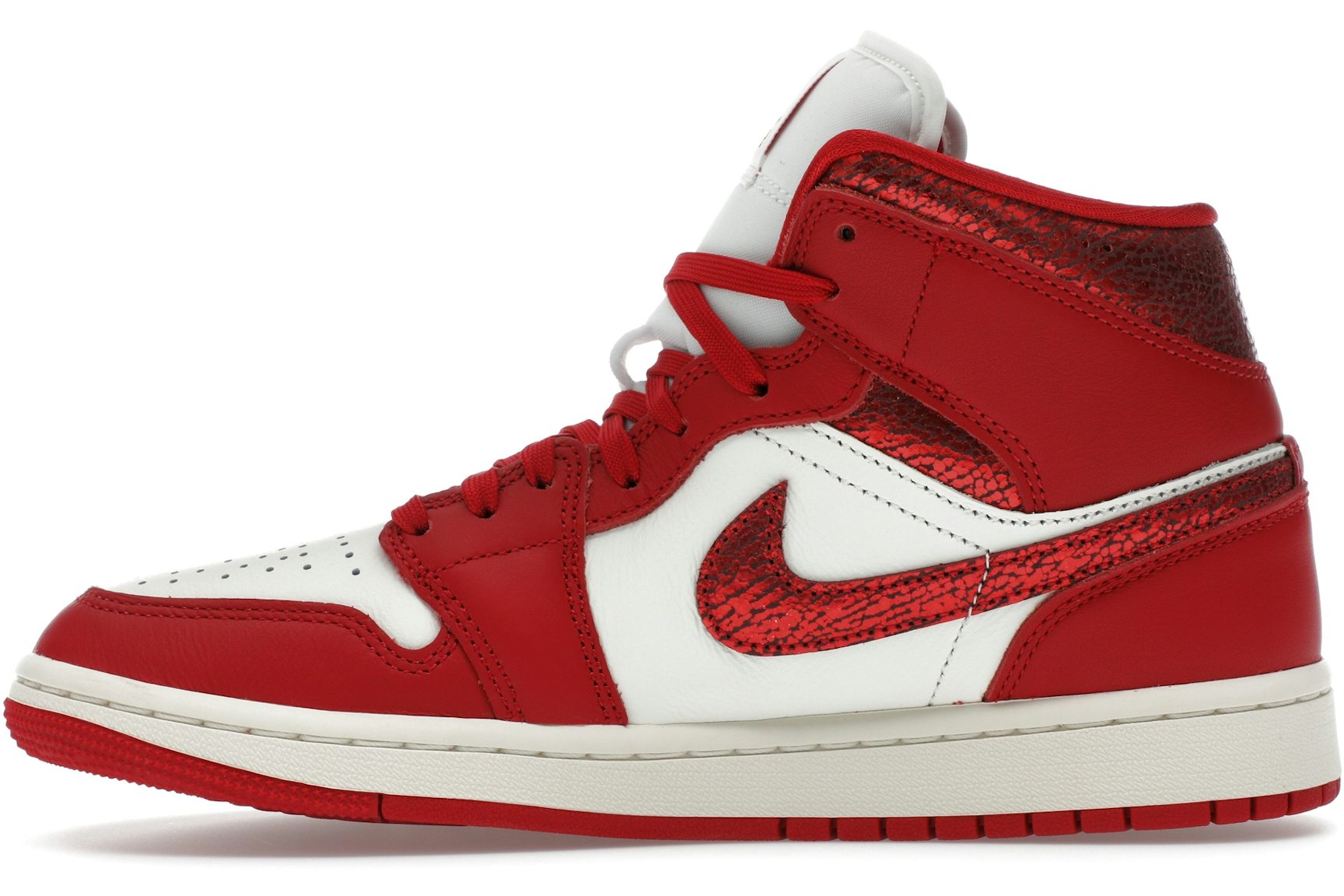 Jordan 1 Mid SE Red Cracked Leather (Women's)