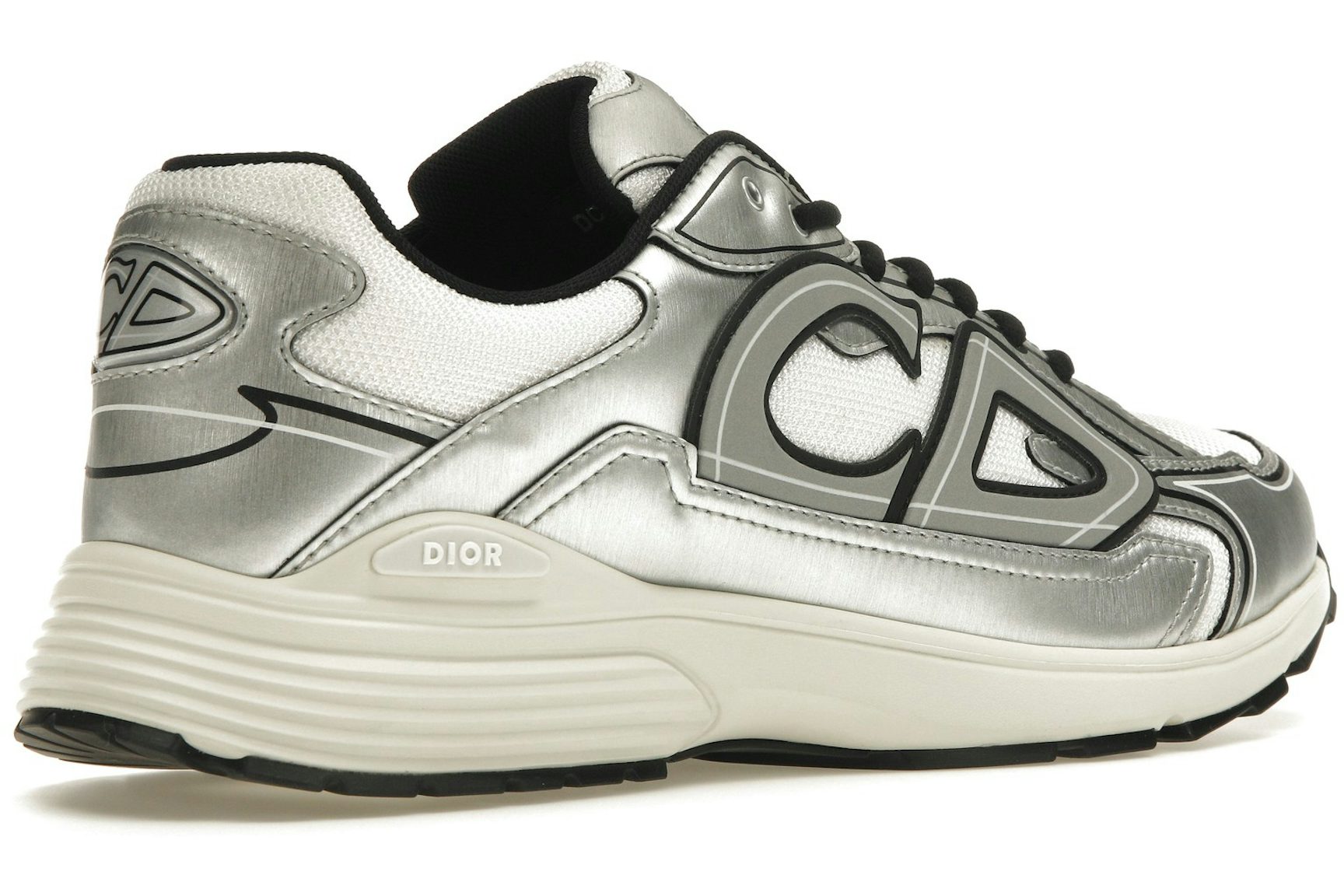 Dior B30 White Mesh Silver-Tone Metallic Calfskin