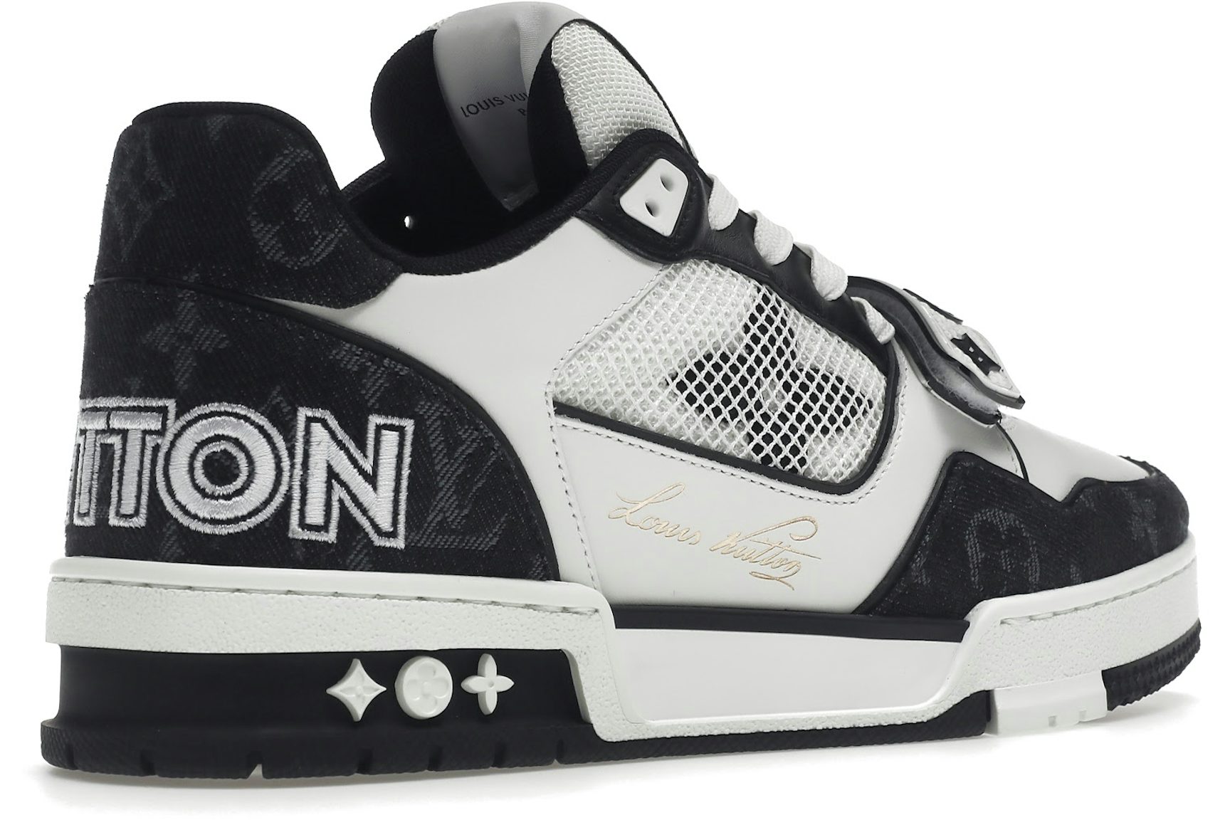 Louis Vuitton LV Trainer Velcro Strap Monogram Denim Black White